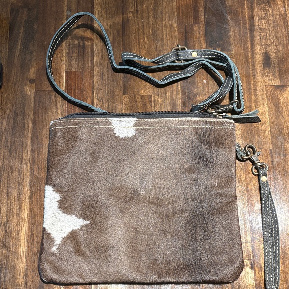 Myra Bag Brown and White Leather Crossbody